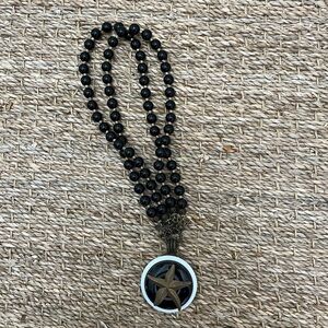 Black Beaded Necklace with Star Pendant